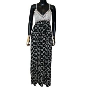 Anthropologie Love Sam Mixed Print Boho Maxi Dress Empire Waist Size Small